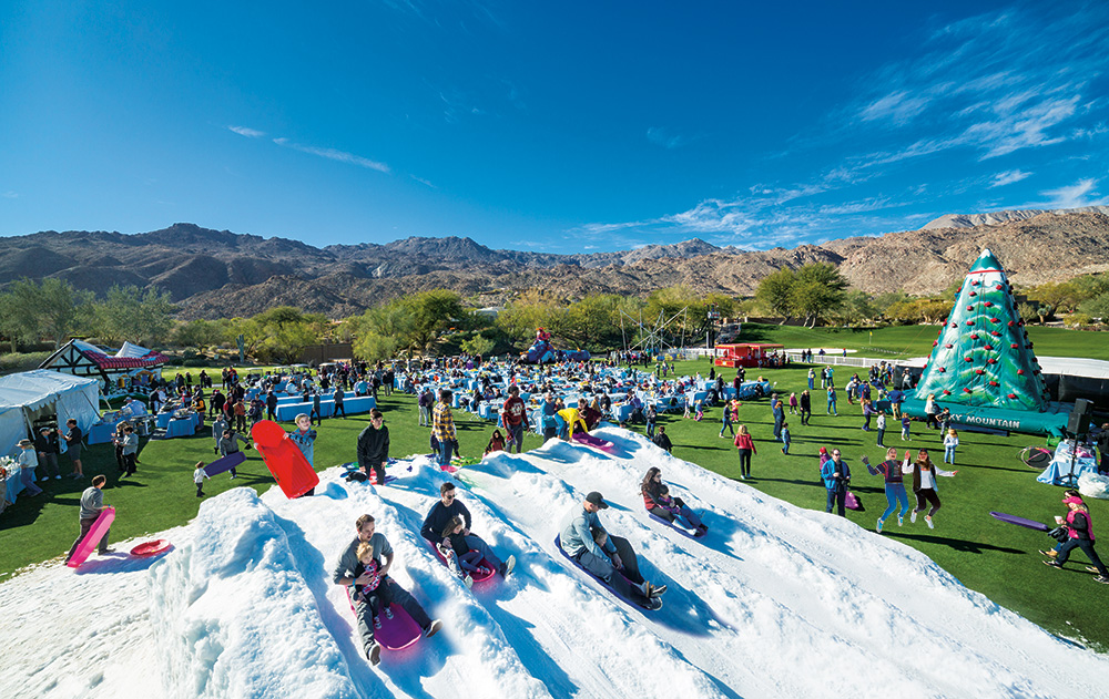 Family fun events are hosted at BIGHORN including a holiday party with a sledding slope made from actual snow
